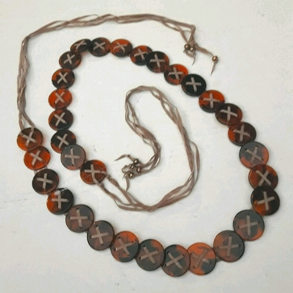 Chain Belt Tortoise Shell Buttons Retro Vintage - Picture 9 of 14